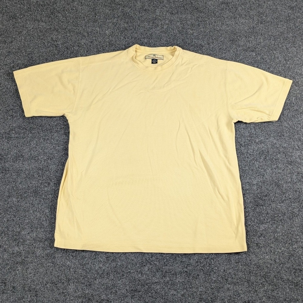Tommy Bahama Mens T-Shirt M Yellow Silk Cotton Blend Pique Short Sleeve Tee - Picture 3 of 14